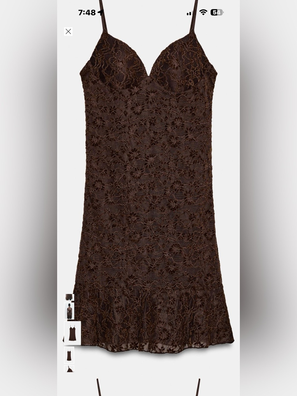 Zara Brown Lace Slip Dress